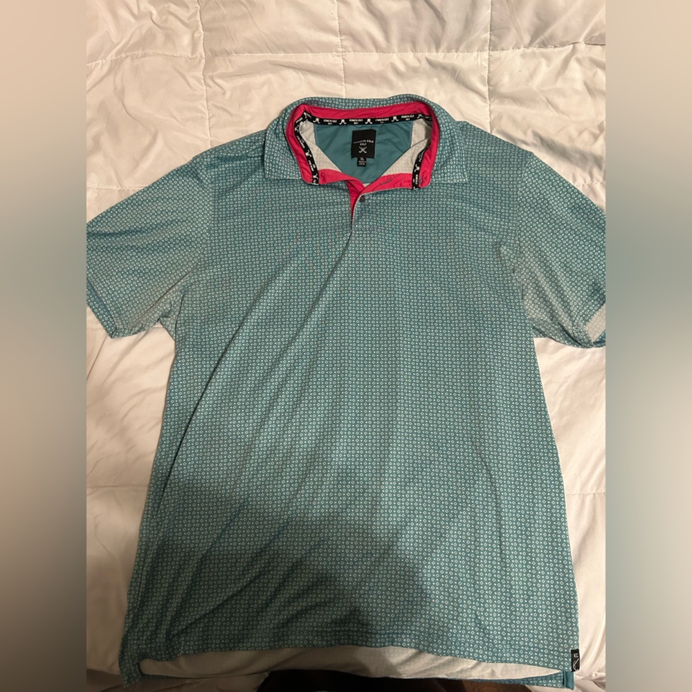 Kenneth Cole Teal Patterned Casual Shirt